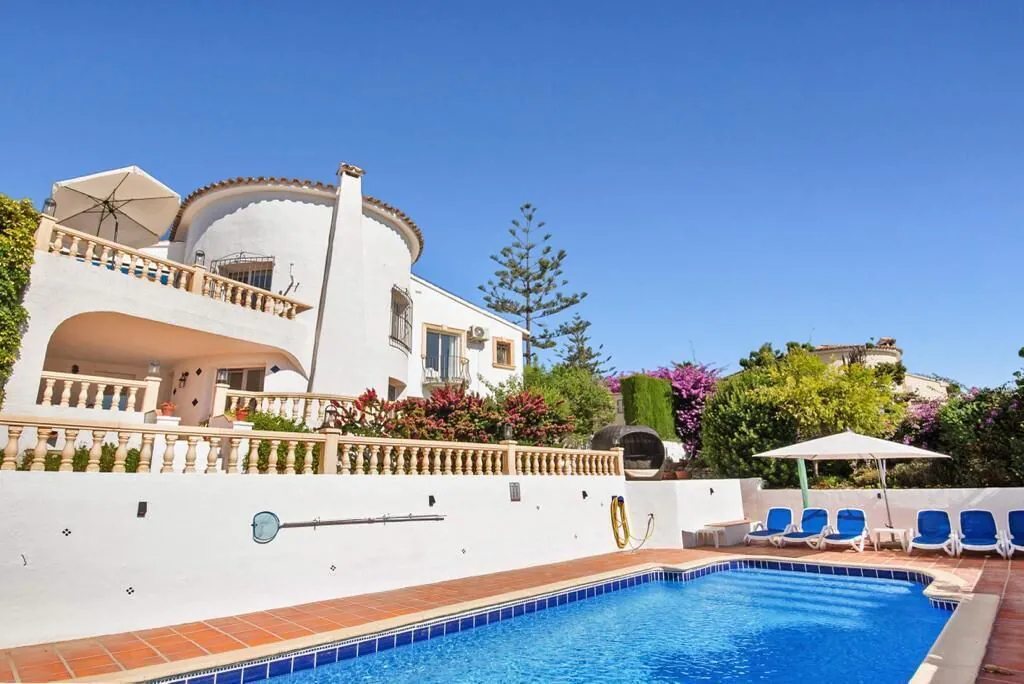 View from large pool area looking back at the villa.